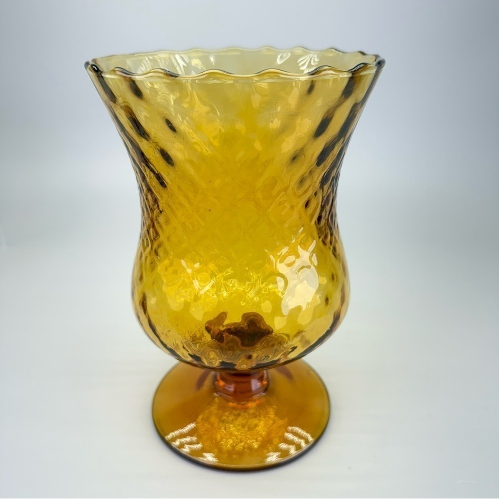 Vintage Empoli Amber Optic Glass Vase - Picture 2 of 9